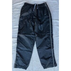 VTG Mens Sz XL Nike Black Windbreaker Lined Pants Drawstings Zip Ankle